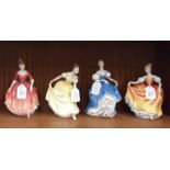 A collection of four Royal Doulton figurines, 'Winter Welcome' HN3611, 'Spring Song' HN3446, 'Summer