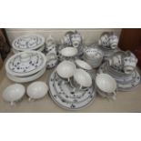 Approximately ninety-four pieces of Royal Doulton 'Yorktown' blue and white decorated tea and dinner