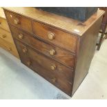 An early-19th century mahogany rectangular chest of two short and three long cockbeaded drawers, (