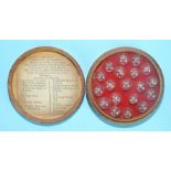 A set of hydrostatic glass balls by Charles Galleti & Co, Glasgow, in turned wooden box and labelled