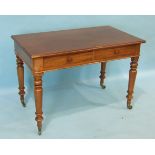 A late-19th/early-20th century mahogany side table, the rectangular top above two frieze drawers, on