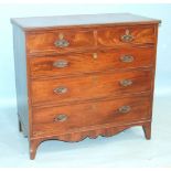 A 19th century mahogany rectangular chest of two short and three long cock-beaded drawers, on