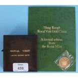 A Hong Kong $1000 gold coin for the Royal visit 1975, cased, with booklet.