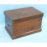 A 19th century rectangular mahogany silver chest, with brass bound lid, lift-out tray and side