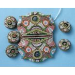 An Italian micro-mosaic buckle decorated with flowers and leaves within geometric shapes, 8.3cm