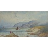 Frederick John Snell LOOKING TOWARDS MOUNT EDGCUMBE WITH FIGURES IN THE FOREGROUND Signed