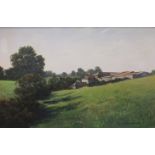 Graham Petley HILL FARM, LITTLE PENGOVER, CORNWALL Signed oil on canvas, 49.5 x 75cm, titled verso.