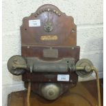 A Sterling Telephone & Electric Co. Ltd early wall-mounted telephone 'Primax', 33cm high.