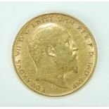 A 1908 half sovereign.