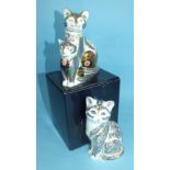 A collection of three Crown Derby Limited Edition animal paperweights, 'Majestic Cat', boxed, '