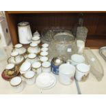 Twenty-nine pieces of Court China gilt and black decorated coffee ware, other tea ware, glass ware