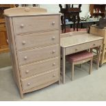 A Stag Summer Oak wardrobe, 147cm wide, (dismantled), a five-drawer chest, 75cm wide, 124cm high,