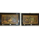 'Still Life of Fruit', an indistinctly-signed oil on board, 24 x 47cm and a companion, a pair, (2).