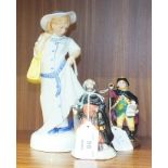 Three Royal Doulton figurines, 'Dressing Up' HN2964, 'Town Crier' HN3261 and 'Good King Wenceslas'