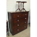 A late-Victorian mahogany-veneered rectangular chest of two short and three long drawers, 118cm wide