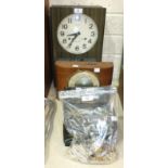 A Seiko 30-day wall clock, a walnut-cased 'Savings Clock', two jewellery boxes, a small quantity