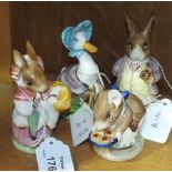 Four Beswick Beatrix Potter figures, 'Mrs Rabbit' BP-3b, (2nd version), 10.1cm, 'Appley Dapply' BP-