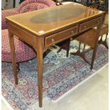 A Brights of Nettlebed cross-banded mahogany finish side table, the rectangular top with oval inlaid