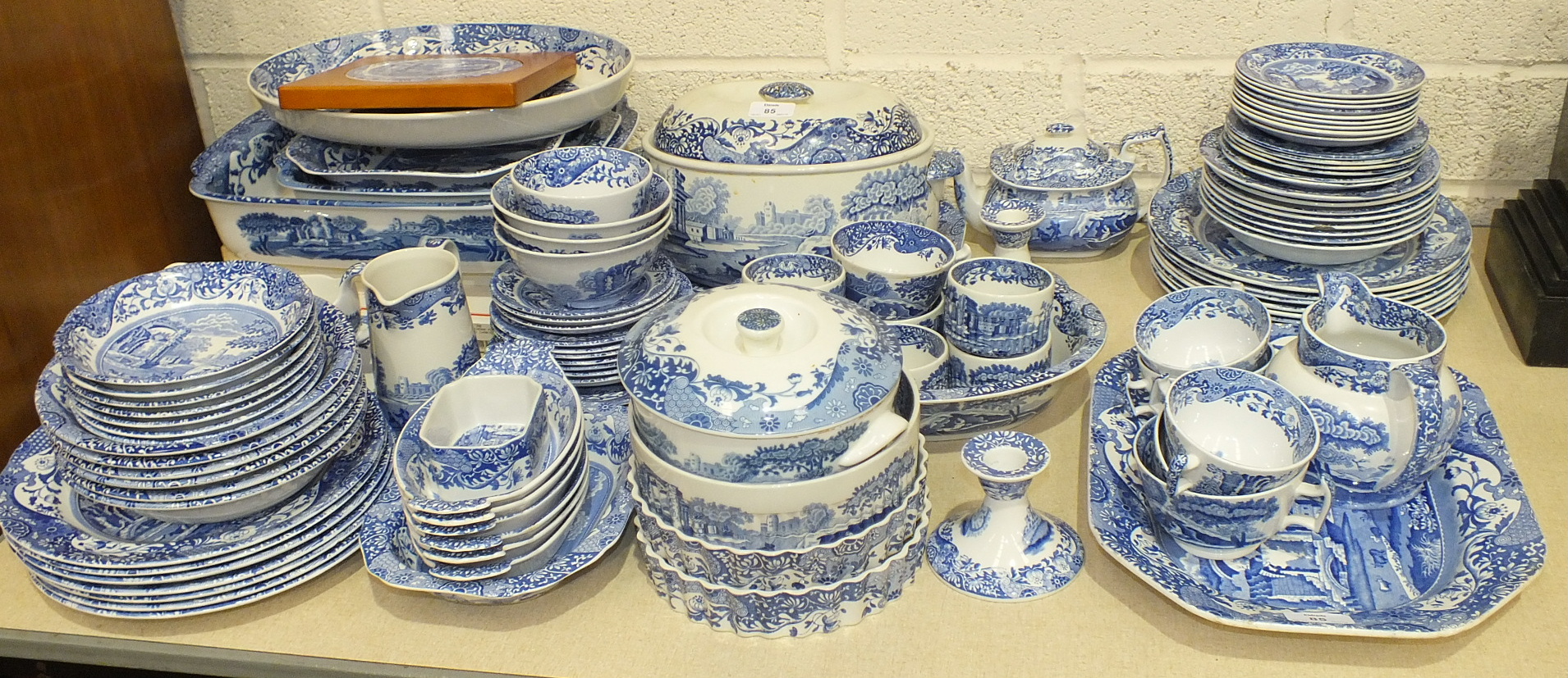 Approximately 40 pieces of Copeland Spode blue and white 'Italian' pattern tea and dinner ware, (