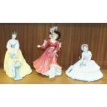 Three Royal Doulton figurines, 'Daydreams' HN1731, 'Patricia' HN3365 and 'Alexandra' HN3286, (3).