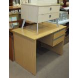 A Gautier white wood low two-drawer chest, a modern desk and other small furniture.