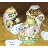 Three Beswick Beatrix Potter figures, 'Mrs Tiggy Winkle' BP-3b, 8.3cm, 'Mr Jackson' BP-3c, 7cm