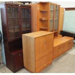 A Nathan mahogany finish display cabinet, 82cm wide, 178cm high and a teak finish corner display