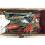 A quantity of red and green Meccano, play-worn.