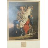 After Rubens, a George Baxter coloured print, 'The Descent from The Cross', 21 x 18cm.