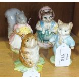 Four Beswick Beatrix Potter figures, 'Cousin Ribby' BP-3a, 8.9cm, '"Timmie Willie" from Johnny