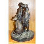 Robert Donaldson, a bronze group of three meerkats on a naturalistic base and marble plinth, with