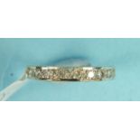 An 18ct white gold half hoop ring set ten 8/8 cut diamonds, size O, 3.3g