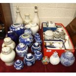 A Wedgwood 'Clementine' ginger jar and cover, a collection of other modern blue and white ginger