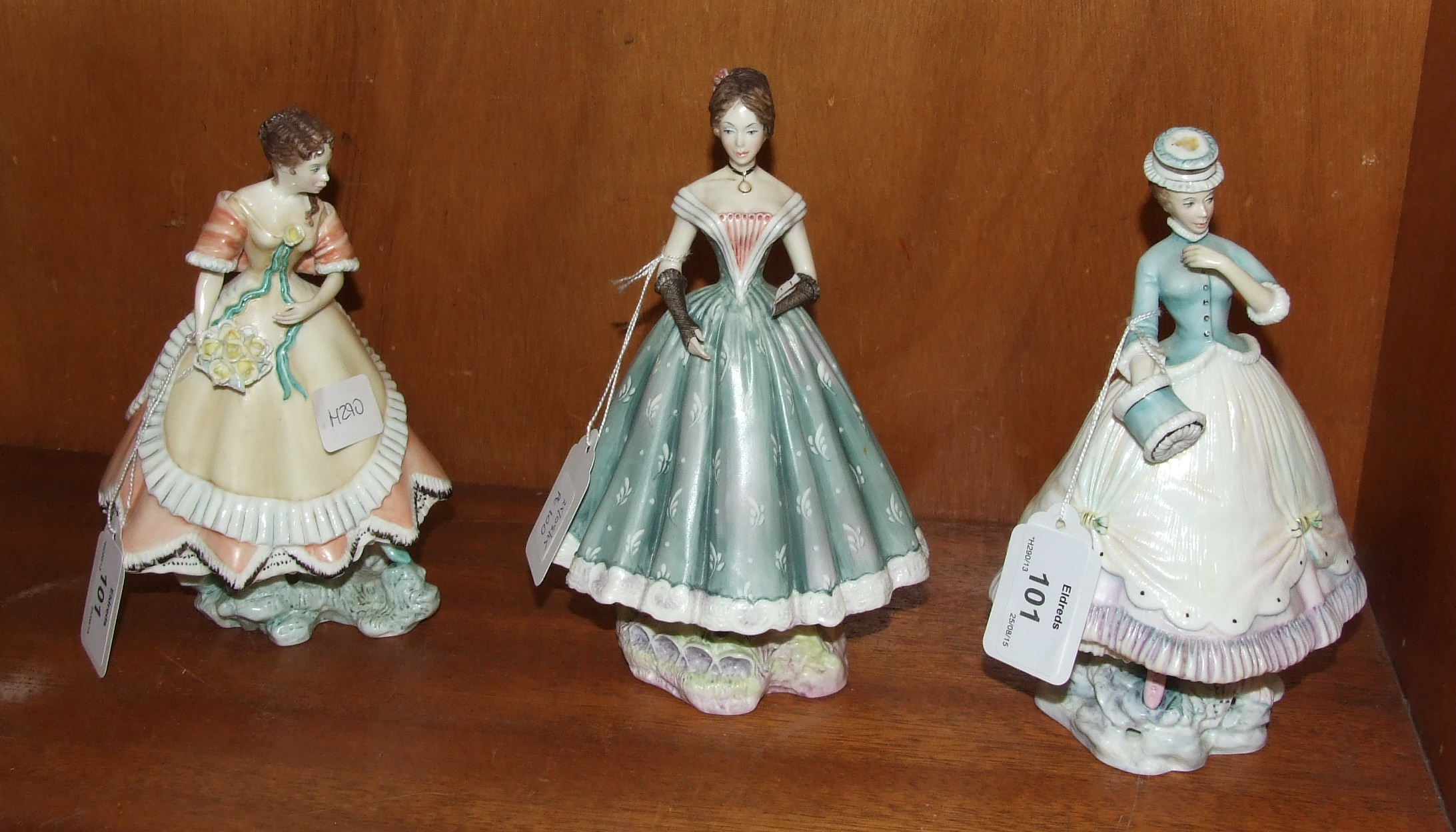 Three Royal Worcester figurines from 'The Victorian Series', 'Lisette', 17cm, 'Caroline', 18.5cm and