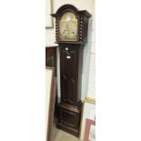 A mid-20th century oak-cased chiming grandmother clock, 160cm high.