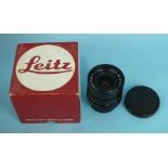 A Leica Summicron-R 1:2 35mm lens no.3070647, bayonet fitting, boxed with Leica passport dated 31.