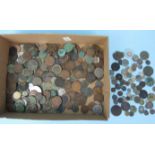 A collection of various British and foreign coinage, mainly metal detector finds.