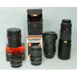 Three Tamron lenses: SP f1:2.5 90mm, cased and boxed, Automatic f1:2.5 24mm, cased and boxed,
