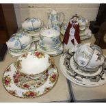 Forty pieces of Grafton China 'Orange Blossom' decorated tea ware, four Wedgwood World Wildlife Fund