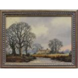 Vincent Selby (1919-2005), 'Figures approaching a cottage in wooded landscape', a signed oil on