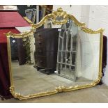 A modern gilt finish over-mantel mirror, 137cm wide, 115cm high.