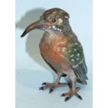 A cold-painted bronze model of a kingfisher, 8cm high, (a/f, beak bent).