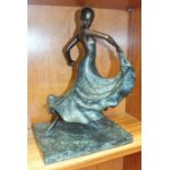 M.S, a modern limited edition bronze figure of a Flamenco dancer, stamped with initials and