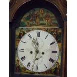 An early-19th century Scottish long case clock, the arched 13" dial with elaborately-painted