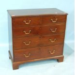 A Georgian rectangular mahogany chest of two short and three long drawers, on later bracket feet,