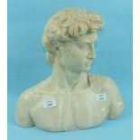 An early-20th century alabaster bust of a young man, 33cm high, 32cm wide.