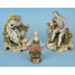 A pair of early-20th century Continental porcelain figures of a seated lady and her lover, 14cm