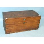 A late-19th century rectangular camphor wood chest with brass escutcheon, handles and intermediate