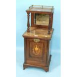 An Edwardian inlaid rosewood coal purdonium with galleried and mirrored top, complete with metal