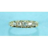 A Victorian five-stone diamond ring, the graduated old-cut diamonds claw set with diamond points